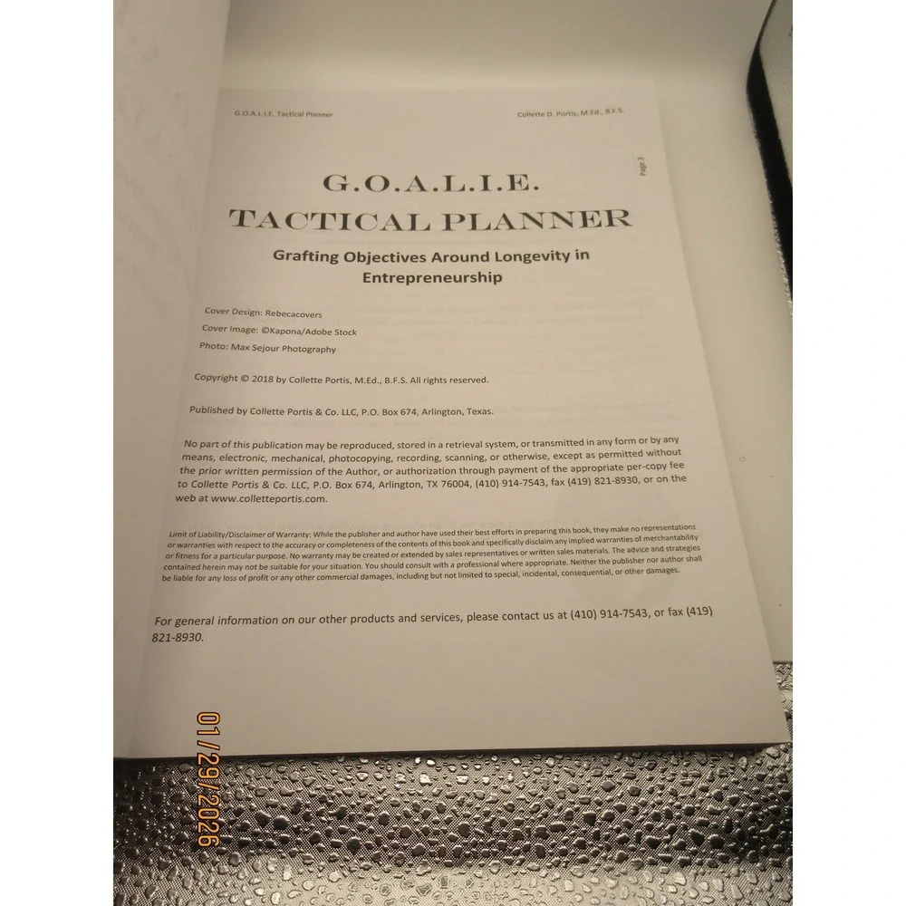 GOALIE Tactical Planner by Collette D Portis Your Key to Winning the Year
